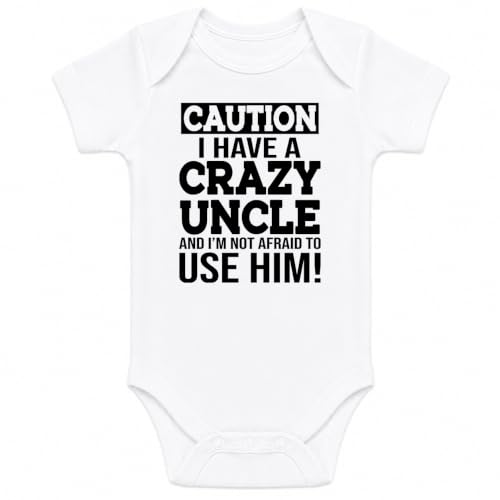 CBTwear Caution I Have a Crazy Uncle Funny Baby Bodysuit - color: White, size: 6 Months