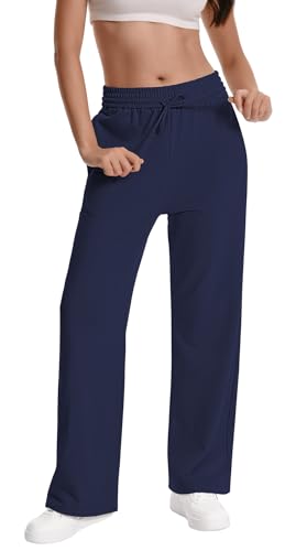 Women Baggy Straight Leg Sweatpants Drawstring Workout Pants 28'' Inseam - color: Royalblue, size: X-Large