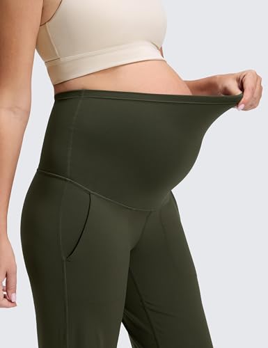CRZ YOGA Maternity Wide Leg Pants 31.5" - color: Olive Green, size: Small
