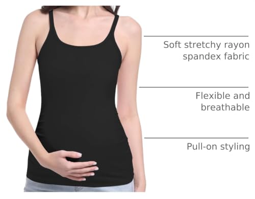 V VOCNI Women's Maternity Camisole Spaghetti Strap Pregnancy Tank Tops - color: Black, size: Medium