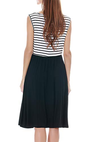 Smallshow Women's Sleeveless Nursing Dresses - color: White Stripe-black, size: Small