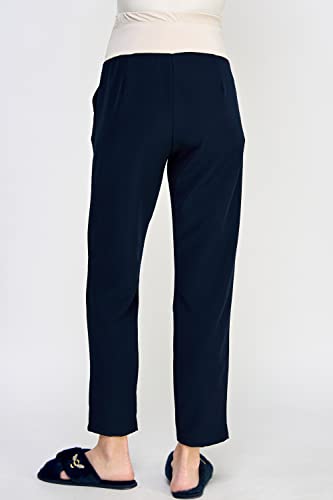LaClef Women's Over The Belly Relaxed Fit Maternity Pants - color: Navy, size: X-Large