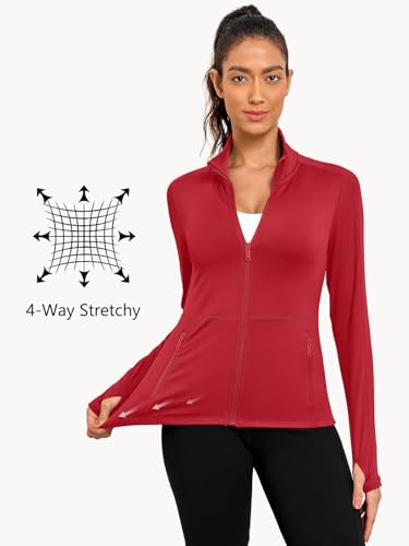 VUTRU Women's Workout Yoga Jacket Full Zip Running Athletic Track Jacket - color: A-red, size: X-Small