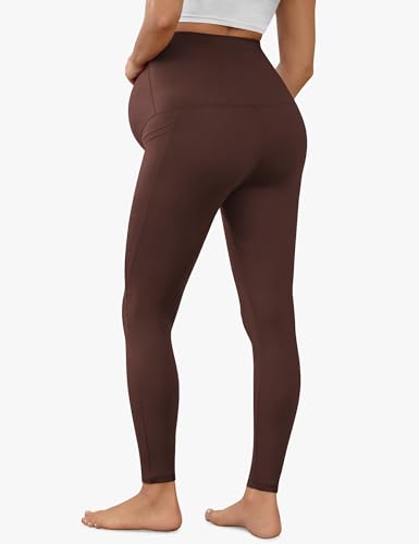 VALANDY Creamlush 2/4 Pack Maternity Leggings with Pockets Over the Belly - color: 4pack - Black/Dark Grey/Khaki/Brown, size: Medium