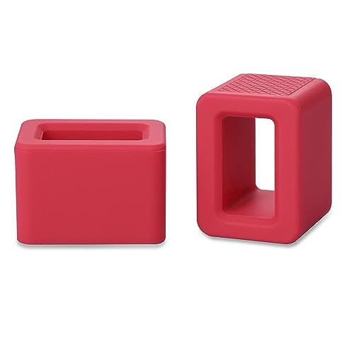 Sandhill Tools Car Seat Belt Buckle Holder, Flexible Silicone Buckle, Buckle Booster Raises Seat Belt for Easy Access, Red Color - 2 Pack