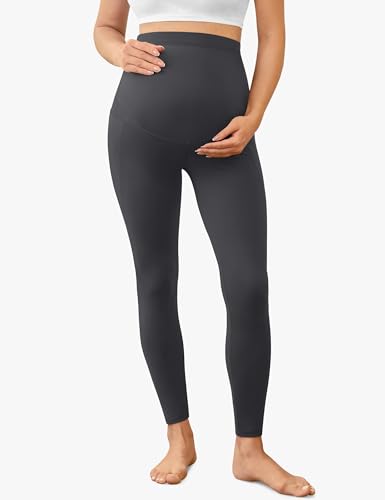 VALANDY Creamlush 2/4 Pack Maternity Leggings with Pockets Over the Belly - color: 4pack - Black/Dark Grey/Navy Blue/Wine Red, size: Large