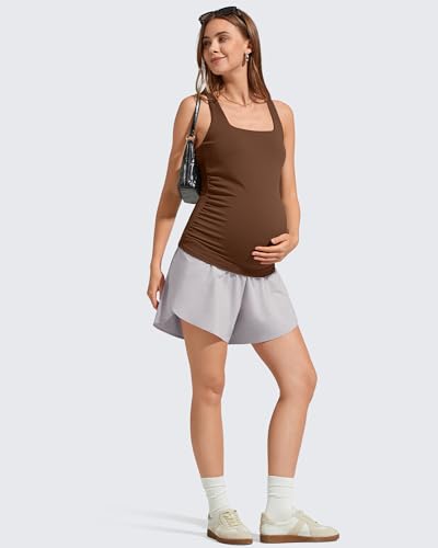 G4Free BareFeel Maternity Tank Tops with Removable Pads Pregnancy Clothes - color: Dark Coffee, size: Large