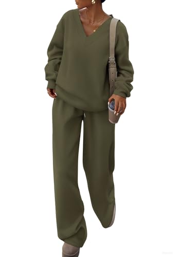 PRETTYGARDEN Womens 2 Piece Outfits Fall Sweatsuits - color: Army Green, size: Small
