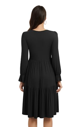 Smallshow Women's Ruffle Maternity Nursing Dress Long Sleeve - color: Black, size: Small