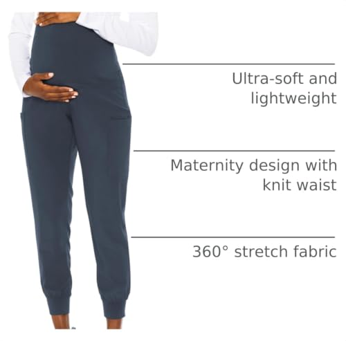 Med Couture Jogger Pants Scrub Bottoms with 4 Pockets - color: Pewter, size: Small Petite