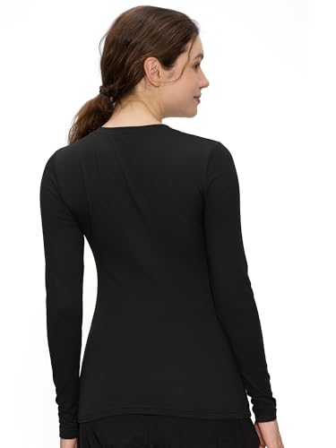 COZYFIT Women’s Underscrub Tee, V-Neck Long Sleeve Undershirt - color: Black, size: 3X-Large