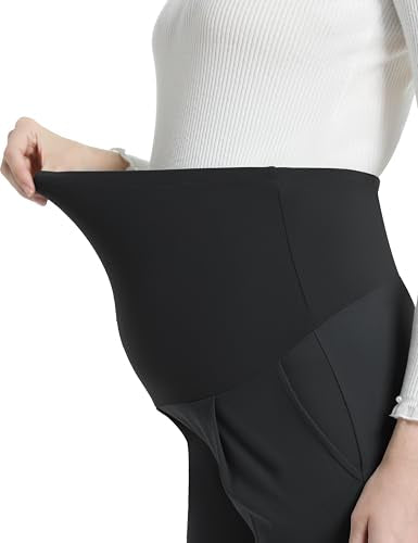 Maternity Pants Work Wide Leg Business Trousers - color: Black, size: X-Large