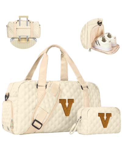 Duffel Weekender Bag, Birthday Gifts for 8-10 10-18 Year Old Girl - color: off whtie, style: V