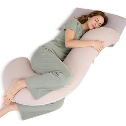 QUEEN ROSE Body Pillow for Side Sleeper, Cooling S Shaped Hug Pillow, Ivory - color: Ivory