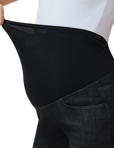 Foucome Women's Materntiy Bermuda Jean Shorts - color: Washed Black, size: Small