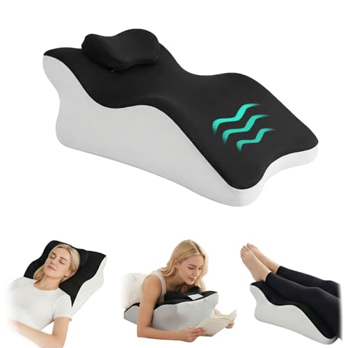 Ergonomic Wedge Prone Pillow,Memory Foam Multi-Functional Bed Pillow,Ideal for Bed Breaks,Reading,Back Support,Upper Body Leg Elevation Comfort,Anti-Slip Base - color: Color Blocking