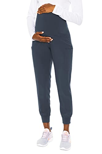 Med Couture Jogger Pants Scrub Bottoms with 4 Pockets - color: Pewter, size: Small Petite