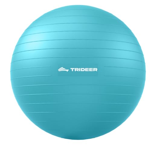 Trideer Yoga Ball for Exercise, Pregnancy, Physical Therapy, Pump Included - color: Turkis, size: L(23-26ines/58-65cm)