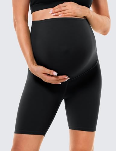 BAYDI Clouduxi Maternity Biker Shorts Over the Belly 6" - color: Black, size: Medium