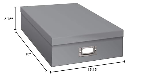 Jumbo Scrapbook Storage Box, Gray - color: Gray, size: 14.75 x 13 x 3.75 inch (Pack of 1)