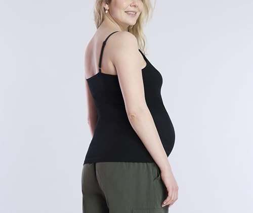 Motherhood Maternity Women's Clip Down Nursing Tank Top Cami with Adjustable Straps for Breastfeeding-2 Pack - color: Black/Black, size: X-Small