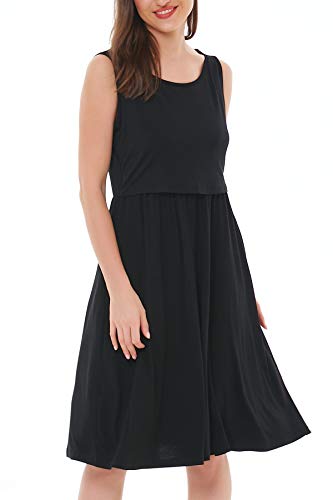 Smallshow Women's Sleeveless Nursing Dresses - color: Black, size: Large