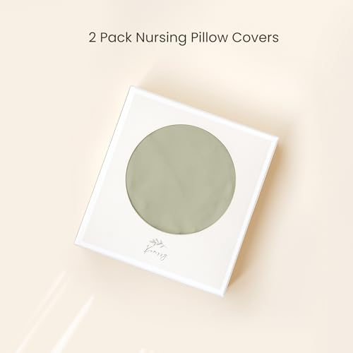 Konssy 2 Pack Nursing Pillow Covers, Soft Stretchy Cover for Breastfeeding - color: Fog Green, Rabbit