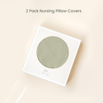 Konssy 2 Pack Nursing Pillow Covers, Soft Stretchy Cover for Breastfeeding - color: Fog Green, Rabbit