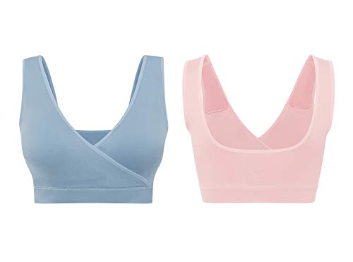 Lemef Nursing Sleep Bras Wirefree Maternity Breastfeeding Bras 3 Pack - color: Pink&purple&blue, size: X-Small