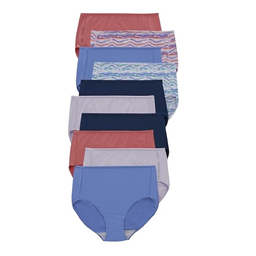 Hanes Women's Underwear Briefs Pack, 10-Pack Moisture-Wicking Brief Panties for Women, Microfiber - size: 8