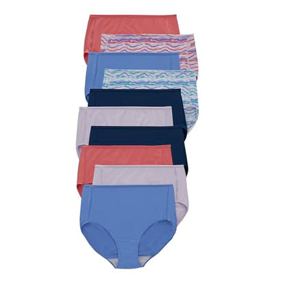 Hanes Women's Underwear Briefs Pack, 10-Pack Moisture-Wicking Brief Panties for Women, Microfiber - size: 8