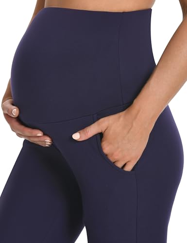 Foucome Maternity Capris Wide Leg Cropped Yoga Pants - color: Black/Grey/Navy, size: Medium