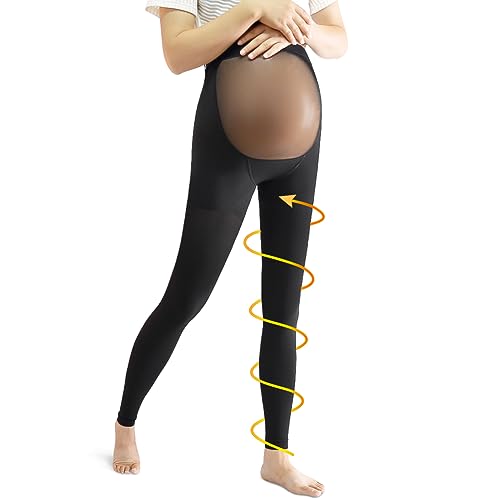 beister Maternity Compression Tights, 20-30 mmHg Footless High-Waist - color: Black, size: Medium