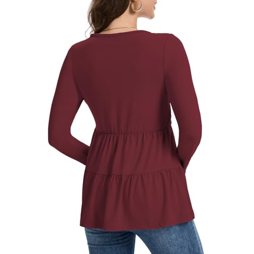 Bearsland Long Sleeve Nursing Top - color: Black & Dark Green & Dark Red, size: Large