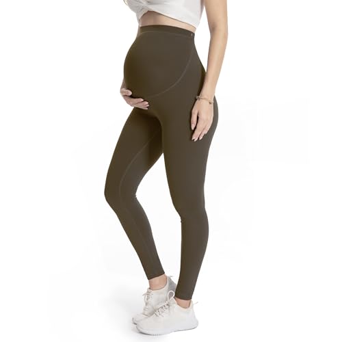 Over‑Belly Maternity Leggings, Soft Stretch Yoga Pants - color: 3 Packs-black/Dark Grey/Coffee, size: Medium