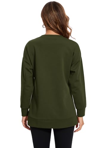 Smallshow Women's Nursing Sweatshirt Long Sleeve Breastfeeding Tops - color: Army Green, size: Large
