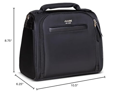 JuJuBe Insulated Bottle Bag, 3-Bottle Breastmilk Cooler with Shoulder Strap - color: Black