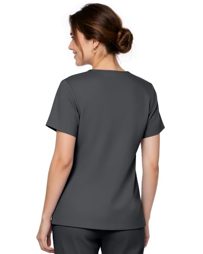 Scrub Tops for Women, Stretch V-Neck Scrub Tops - color: Dark Gray, size: Medium