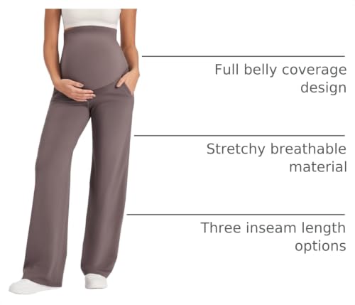 G4Free EverGoing Maternity Pants Over the Belly Pregnancy Work Trousers - color: Taupe, size: X-Small