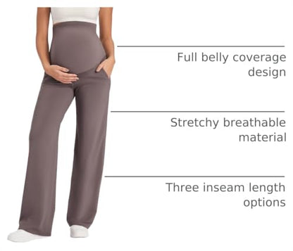 G4Free EverGoing Maternity Pants Over the Belly Pregnancy Work Trousers - color: Taupe, size: X-Small