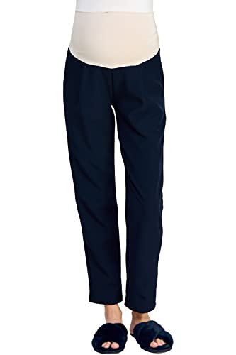 LaClef Women's Over The Belly Relaxed Fit Maternity Pants - color: Navy, size: Small