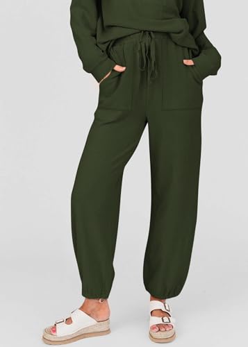 KIRUNDO Lounge Sets for Women 2026 Fall Comfy Postpartum Going Home Outfits - color: Army Green, size: Medium