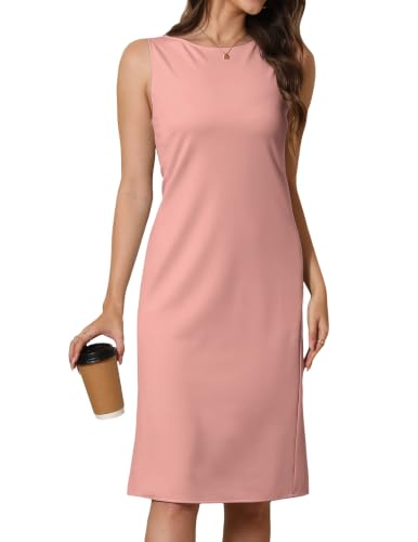 Women Business Sheath Midi Dress - color: Pink, size: Medium