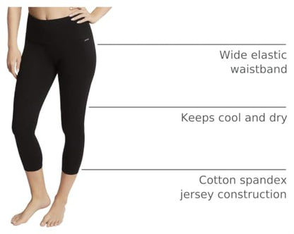 Jockey Womens Cotton Stretch Basic Capri - color: Deep Black, size: Large