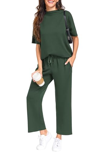 PrinStory Womens Lounge Set Summer 2 Piece Matching Sets - color: Dark Green, size: Large