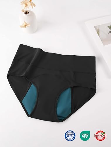 TIICHOO Period Underwear for Women 5 Pack - color: 3 Black/2 Black With Green Lining, size: Small