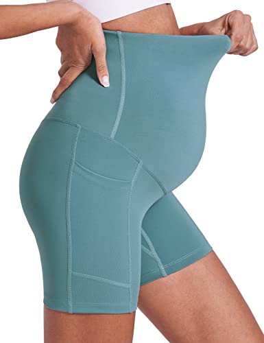 Enerful Maternity Biker Shorts with Pockets 8"/5" - color: Black+pink+light Blue 5", size: Small