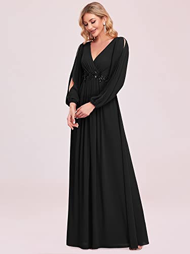 Ever-Pretty Women's Fall Long Sleeves Formal Mother of the Bride Dresses - color: Black, size: 8