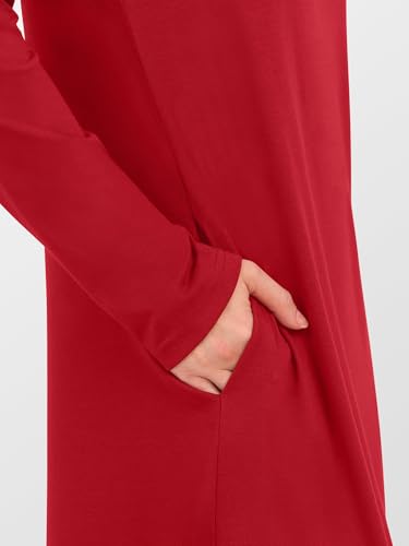 ANRABESS Women's Long Sleeve Fall Maxi T-Shirt Dress with Pockets - color: Bright Red, size: Medium