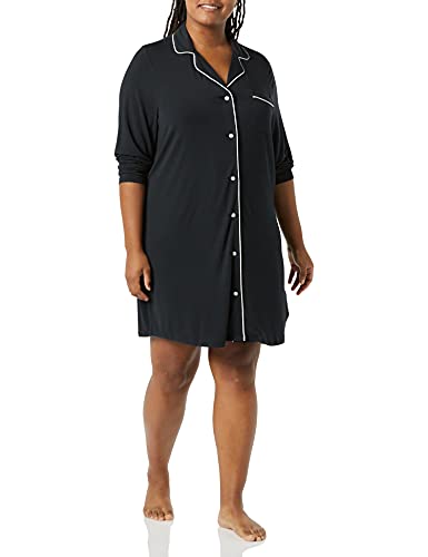 Amazon Essentials Women's Breathable Piped Nightshirt (Available in Plus Size) - color: Black, size: 1X